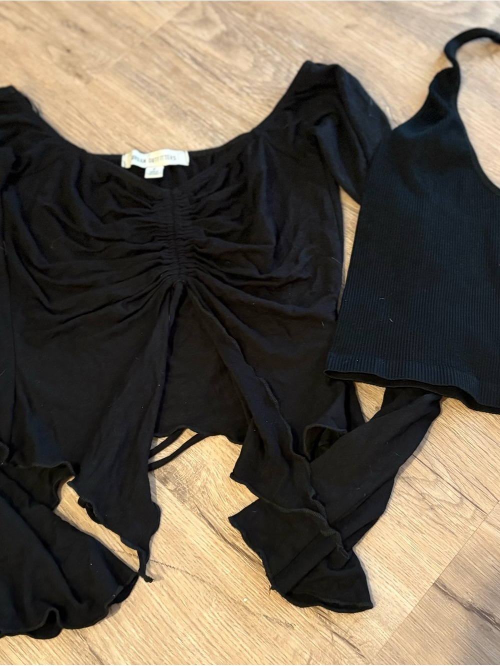 Urban Outfitters Black Ribbed & Ruched Women’s Top Bundle - Picture 2 of 3